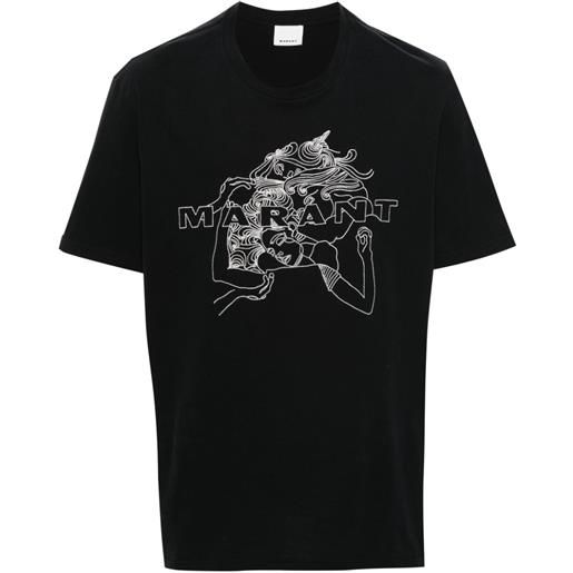 MARANT t-shirt honore con ricamo - nero