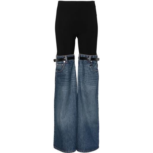 Coperni jeans hybrid con inserti denim - nero