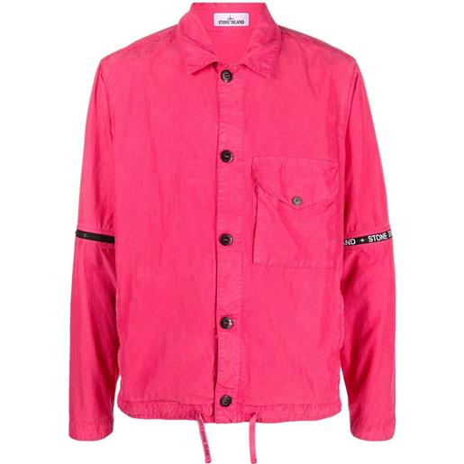 Stone Island giacca-camicia con banda logo - rosa