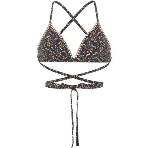 ISABEL MARANT top bikini solange a fiori - nero