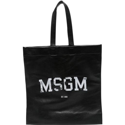 MSGM borsa tote con stampa - nero