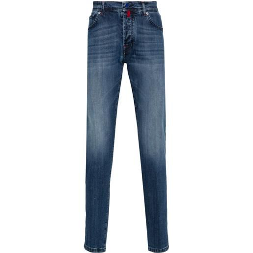 Kiton jeans affusolati con logo - blu