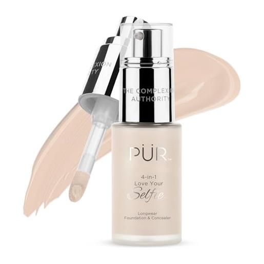 PUR (PurMinerals) pur cosmetics 4-in-1 love your selfie longwear foundation and concealer - unique, dual-applicator component - covers blemishes and imperfection - reduce fine lines and wrinkles - ln4-1 oz makeup