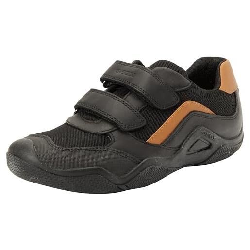Geox jr wader c, scarpe da ginnastica, nero/marrone, 38 eu