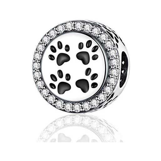 YiRong Jewelry ciondolo a forma di zampa di cane, in argento sterling 925, ciondolo a tema animali per braccialetto pandora (a)