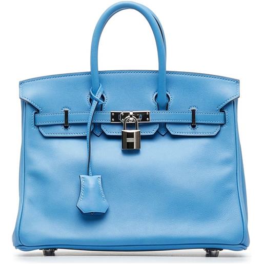 Hermès Pre-Owned - borsa a mano birkin retourne 25 pre-owned 2015 - donna - pelle di vitello - taglia unica - blu