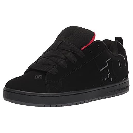 DC Shoes court graffik-scarpe da skate casual basse, skateboard uomo, nero e rosso, 42.5 eu