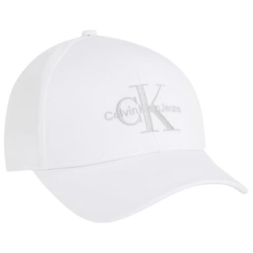 Calvin Klein Jeans calvin klein cappellino donna monogram cappellino da baseball, bianco (white/silver logo), taglia unica