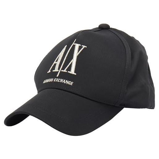 Armani Exchange cappello da baseball con logo icon cappellino, nero/bianco, taglia unica donna