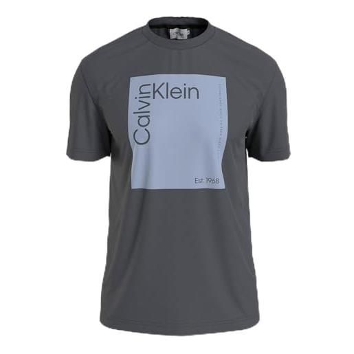 Calvin Klein square logo t-shirt k10k112503 magliette a maniche corte, bianco (bright white), m uomo