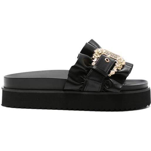 Versace Jeans Couture sandali slides con fibbia logo - nero