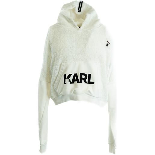 Karl Lagerfeld felpa con cappuccio l bianco cotone
