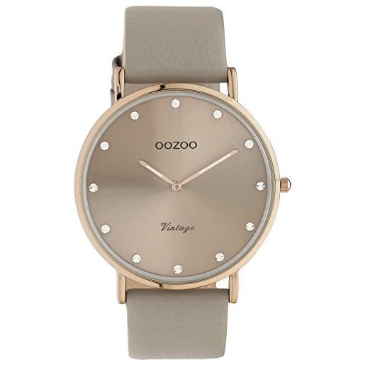 Oozoo orologio vintage da donna - orologio da polso da donna con cinturino in pelle 20 mm - analogico da donna, oro rosa/tortora, cinghia