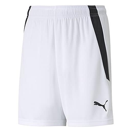 Puma teamliga shorts jr, pantaloncini unisex bambini, bianco (puma white/puma black), 176
