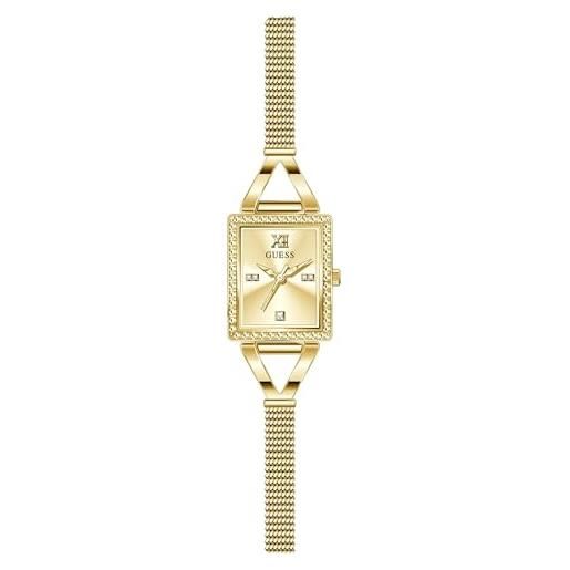 Guess orologio al quarzo donna, misura cassa 22.00mm con quadrante oro analogico e cinturino oro in acciaio inossidabile gw0400l2