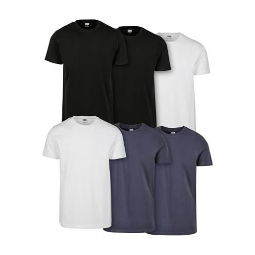 Urban Classics tb2684c-maglietta basic tee, confezione da 6 t-shirt, nero/bianco/bianco/nero/nero/verde vy, xxxl uomo
