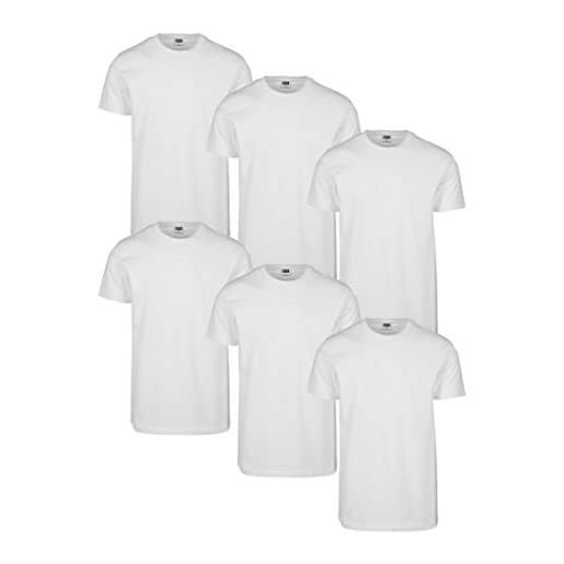 Urban Classics tb2684c-maglietta basic tee, confezione da 6 t-shirt, nero/nero/bianco/rdwn/bttlgrn/nvy, xxl uomo