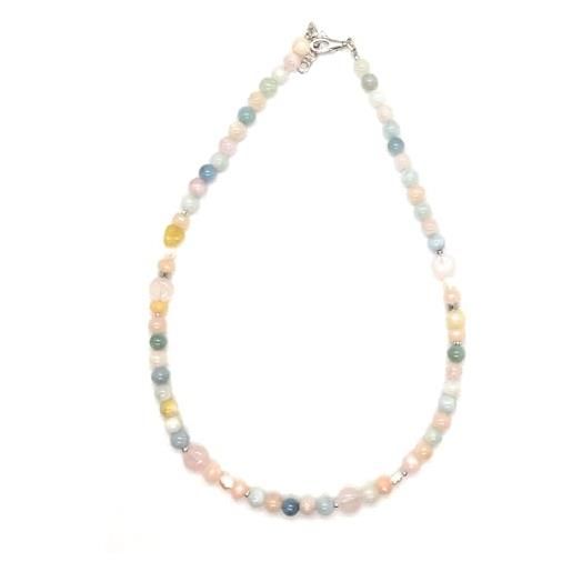 Generico collana girocollo artigianale in pietre dure perle coralli susta in argento in vari colori e modelli (12 quarzo e acqua marina)