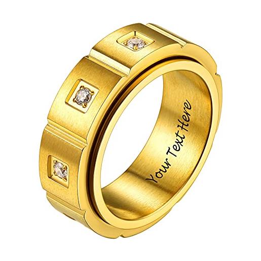 PROSTEEL anelli personalizzati anello con incisione uomo acciaio inossidabile a fascia misura 22 colore oro anelli larghi uomo