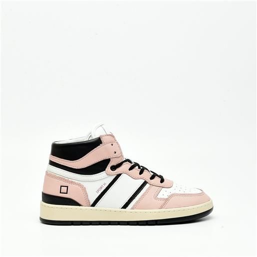 D.A.T.E. sneakers in pelle rosa bianco e nero
