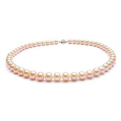 TreasureBay collana girocollo di perle d'acqua dolce donna rosa