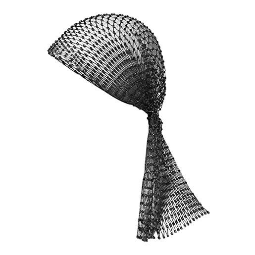 TINAYAUE copricapo con velo a rete con strass, fascia elastica con strass, accessorio per capelli per donne e ragazze, nero , etichettalia unica