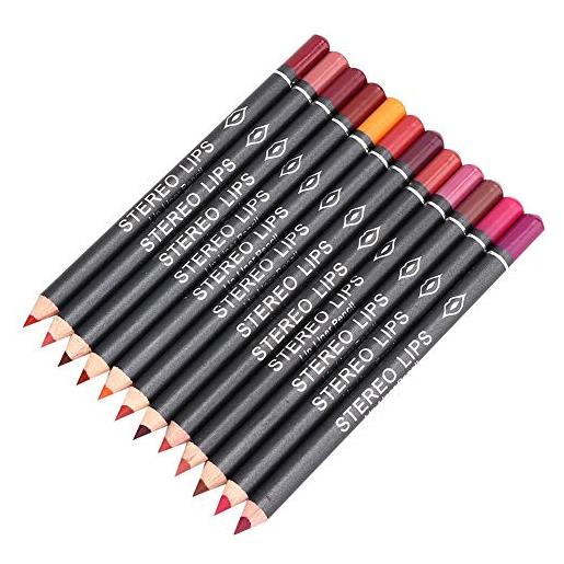 Exblue rossetto, 12 pezzi di matita per labbra opaca liner filler, set di penne lipliner impermeabile matita grassoccia con 12 colori per un look più completo perfect, lunga durata velvet lip liner