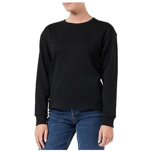 Armani Exchange felpa pullover con logo in rilievo french terry maglia di tuta, nero, s donna