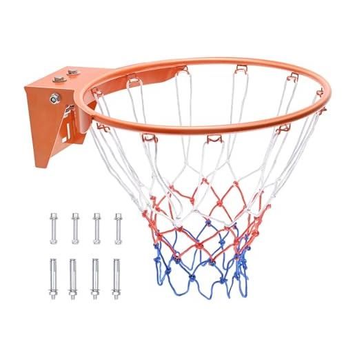 VEVOR canestro da basket a parete anello da pallacanestro diametro da 48cm ca. In acciaio al carbonio con rete, cerchio in metallo da basket a muro per l'allenamento di pallacanestro esterno interno