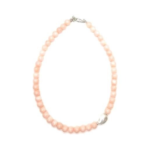 Generico collana girocollo artigianale in pietre dure perle coralli susta in argento in vari colori e modelli (18 giada e perle)