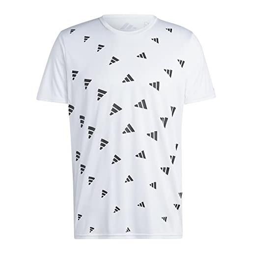 adidas brand love graphic tee shirt (short sleeve), white/black, l men's