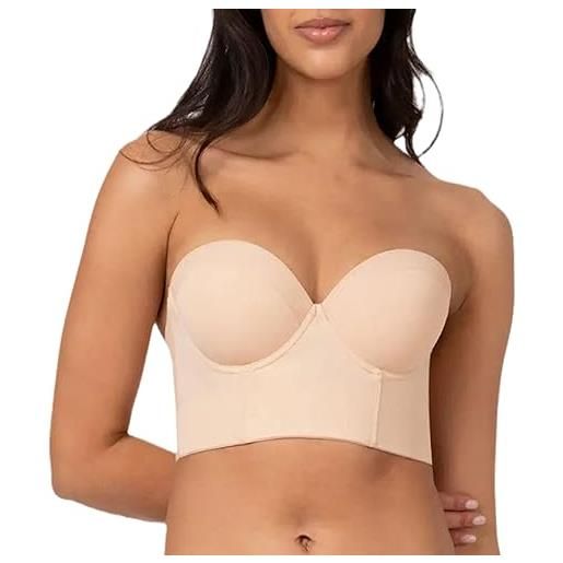 YODAOLI lucilift - low back strapless bra, premium fabric push up bra back strapless bras for women (beige, 32b)