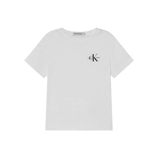 Calvin Klein Jeans chest monogram ib0ib01231 top in maglia a maniche corte, bianco (bright white), 6 anni bambini e ragazzi
