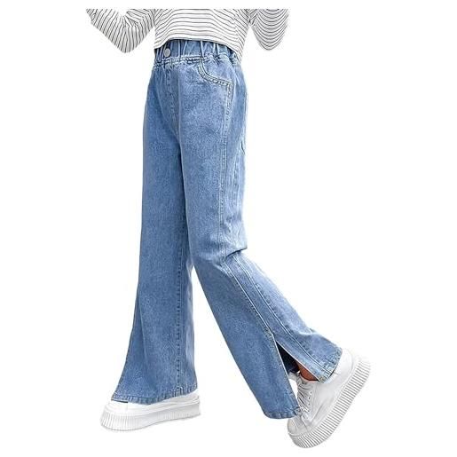 Generic jeans da ragazza per adolescenti, pantaloni cargo baggy, pantaloni a zampa, dritti, jeans in denim, elastico in vita, gamba larga, pantaloni larghi, pantaloni kargo per ragazze e ragazze, c, height