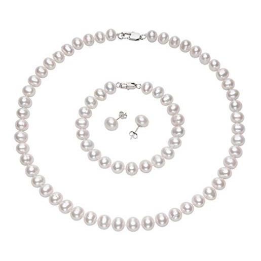 TreasureBay set collana e bracciale perle biancaneve donna