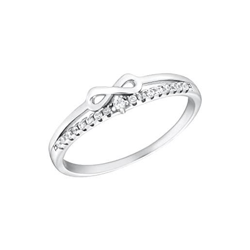 Amor anello da donna in argento sterling 925, con zirconi sintetici, argento, infinity, in confezione regalo, 2035634, 12 (16,6), zirconia cubica