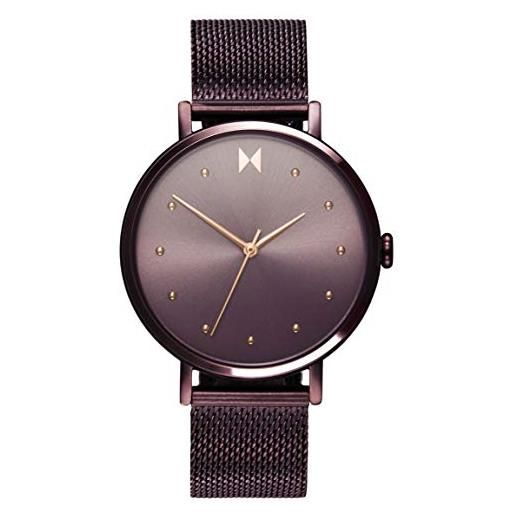Mvmt orologio analogico al quarzo da donna con cinturino in maglia metallica in acciaio inossidabile viola - 28000032-d
