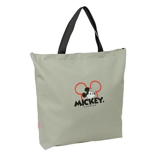 Safta mickey mood - borsa shopping, borsa da donna, shopping bag, comodo e versatile, qualità e resistenza, 50 x 10 x 45 cm, colore grigio, grigio, estándar, casual