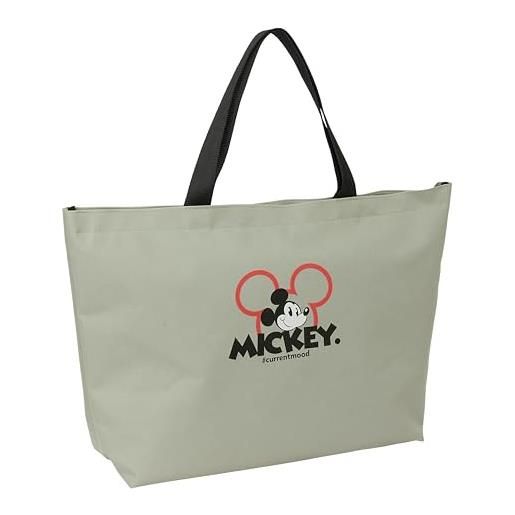Safta mickey mood - borsa shopping, borsa da donna, big shopping bag, comoda e versatile, qualità e resistenza, 54 x 13 x 34 cm, colore grigio, grigio, estándar, casual