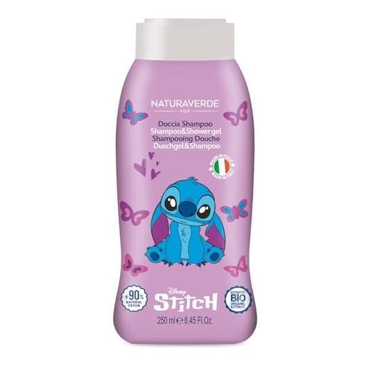 Naturaverde | kids - disnet stitch - doccia shampoo per bambini stitch, sapone da doccia per corpo e capelli, prodotti per igiene bambini, 250ml