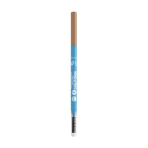 Rimmel London kind & free matita sopracciglia brow definer, pigmenti naturali, effetto naturale, formula vegana - 003 - warm brown, 0.09g