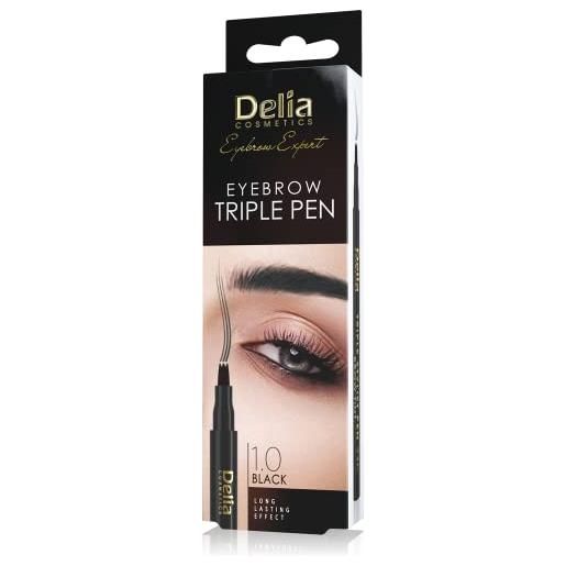 Delia Cosmetics pennarello per sopracciglia esperto di piume 24 ore - nero - durata eccezionale, per un effetto italiano extra, 1,3 g