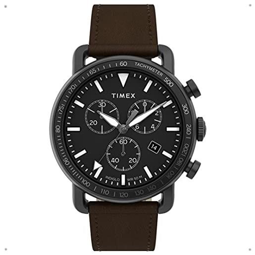 Timex orologio cronografo quarzo da uomo con cinturino in pelle tw2u02100