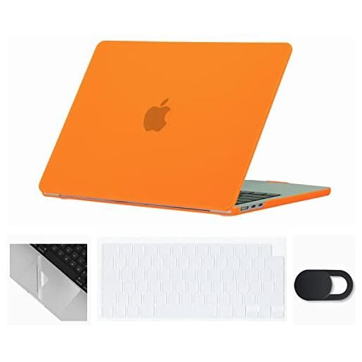 Se7enline compatibile con mac. Book air m2 2022, custodia rigida per computer portatile mac air da 13 pollici, copertura webcam e protezione trackpad, arancione