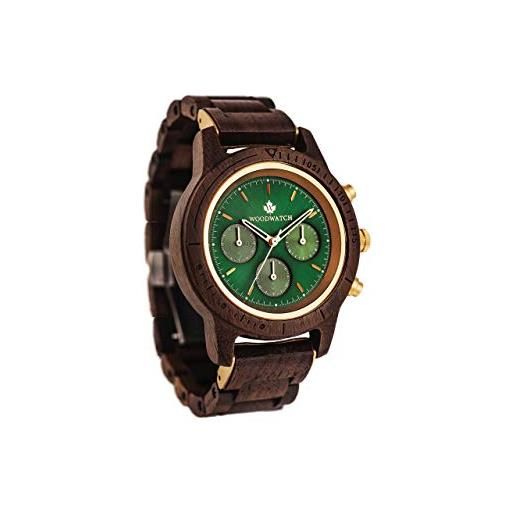 WoodWatch emerald gold | ufficiale WoodWatch® | realizzato a mano | movimento al quarzo giapponese | orologio resistente e antispruzzo con elegante cassa in legno