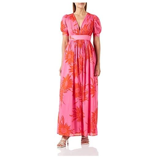 Pinko allineato abito mussola stampa vestito casual, nr1_rosa/rosso, 36 donna