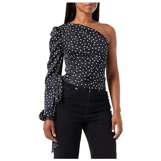 Pinko thira blusa satin st. Pois irre, camicia elegante donna, zz2_nero/bianco, 40