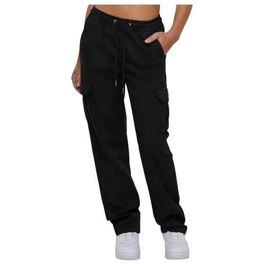Urban Classics ladies high waist twill cargo pants pantaloni, black, xxxl donna