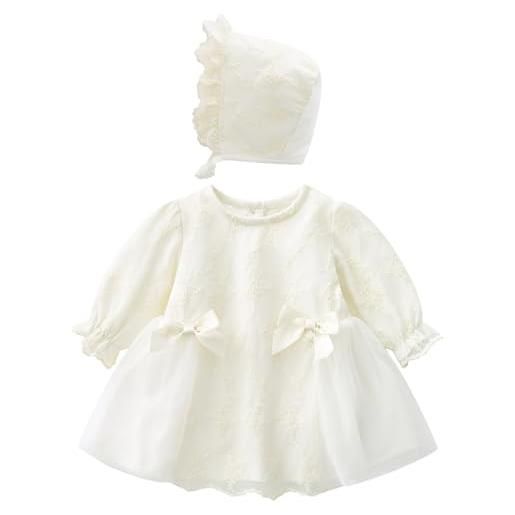 Happy Cherry neonata abito da battesimo senza maniche bambina vestito da matrimonio compleanno festa bianco elegante abitini da principessa 12-18 mesi
