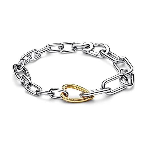 PANDORA me two-tone heart link sterling silver and 14k gold-plated chain bracelet, 2